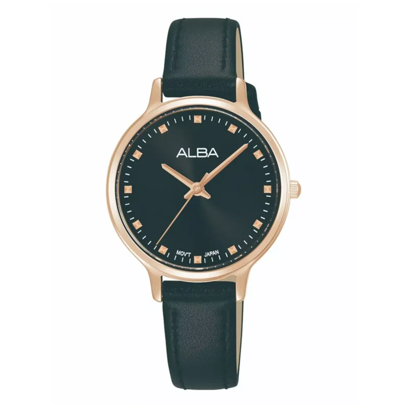 Alba 30mm Fashion Watch for Women, Analog, Leather Band, ARX152X1- Black